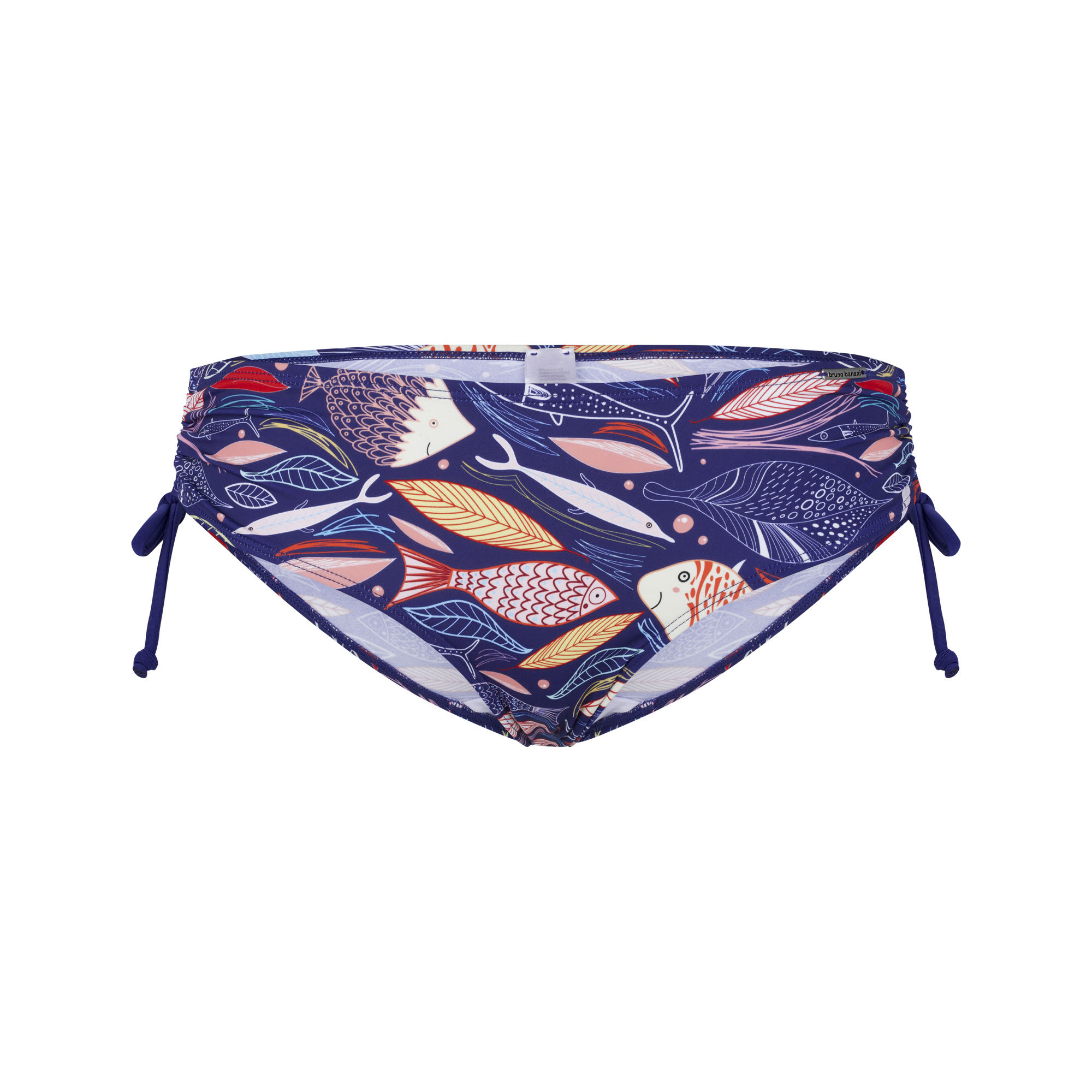Bikini-Hose, Badeshort, Fischmuster, Kordel an den Seiten, Marineblau
