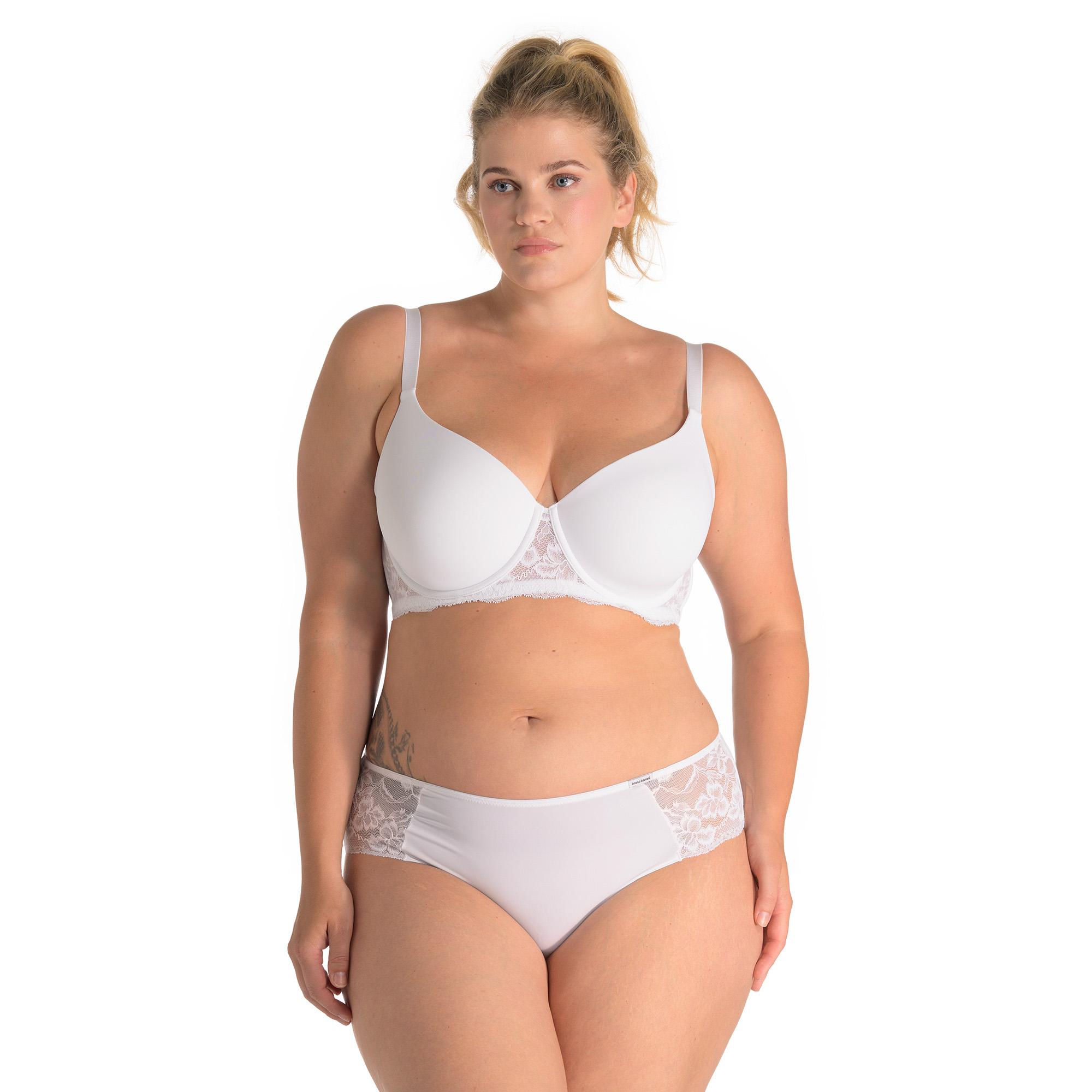BH, BH-Set, Spitzen-Detail, Weiß, Plus Size