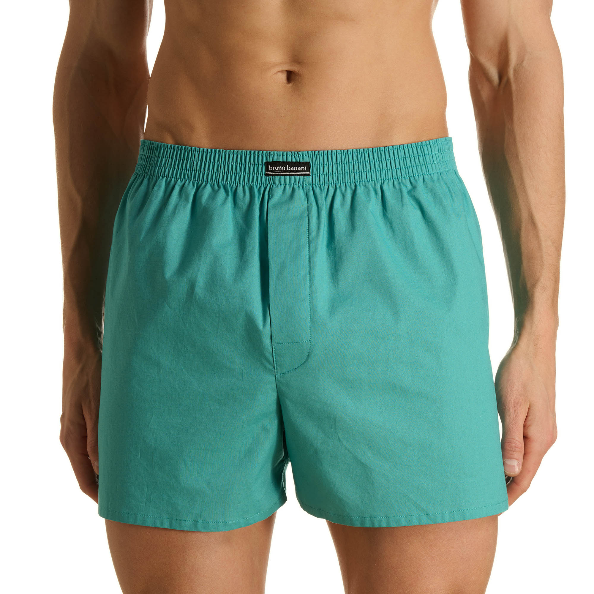 Herren-Boxershorts, Türkis, Webstoff, Elastischer Bund, Einfarbig