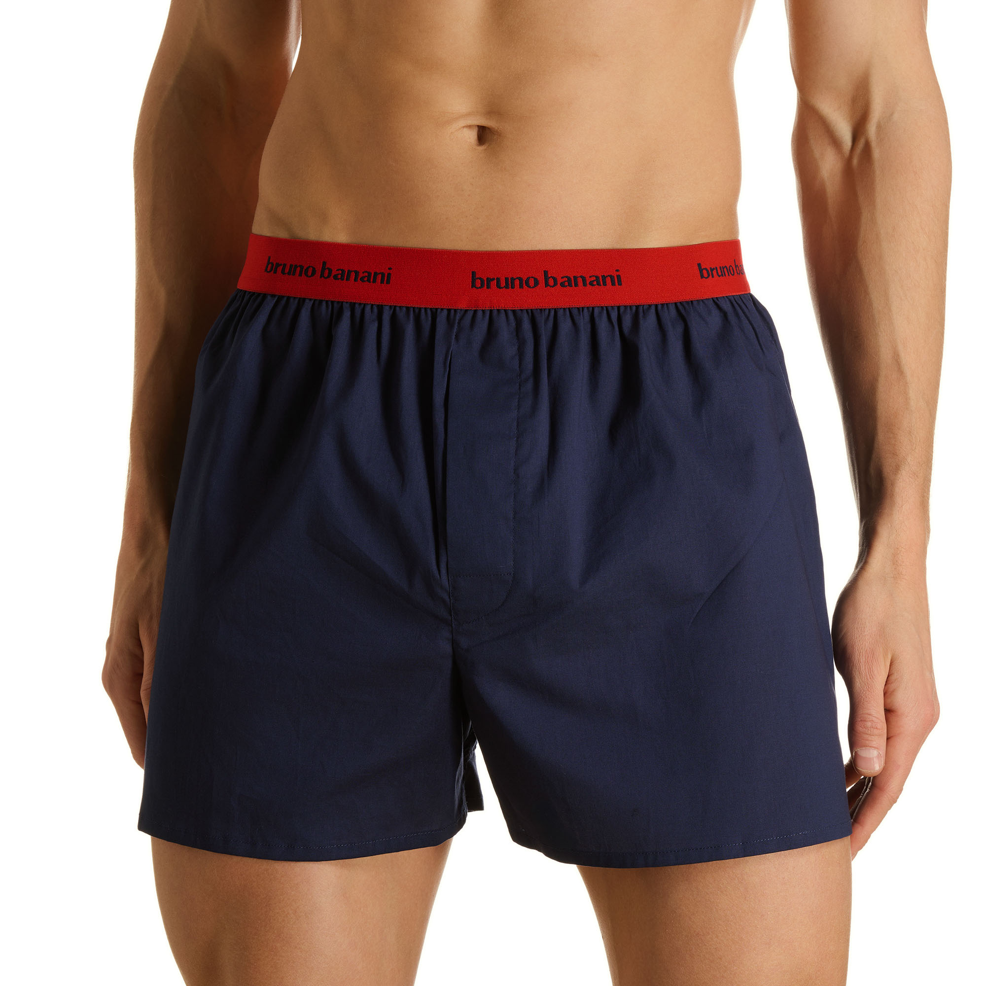 Boxer shorts, Navy shorts, Roter Bund, Elastischer Bund, Uni