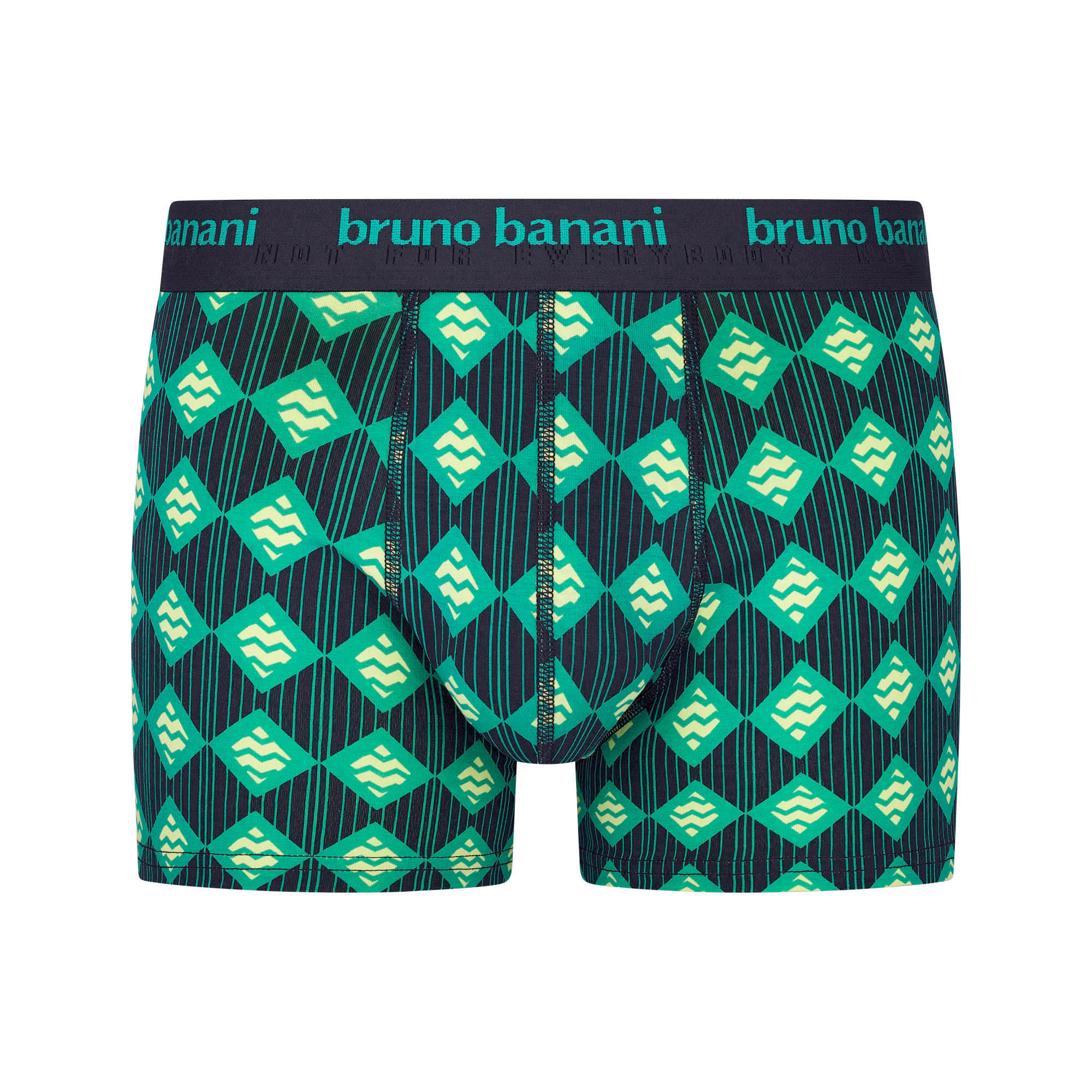 Herren-Boxershorts, geometrisches Muster, schwarz-türkis, elastischer Bund, Stretchstoff