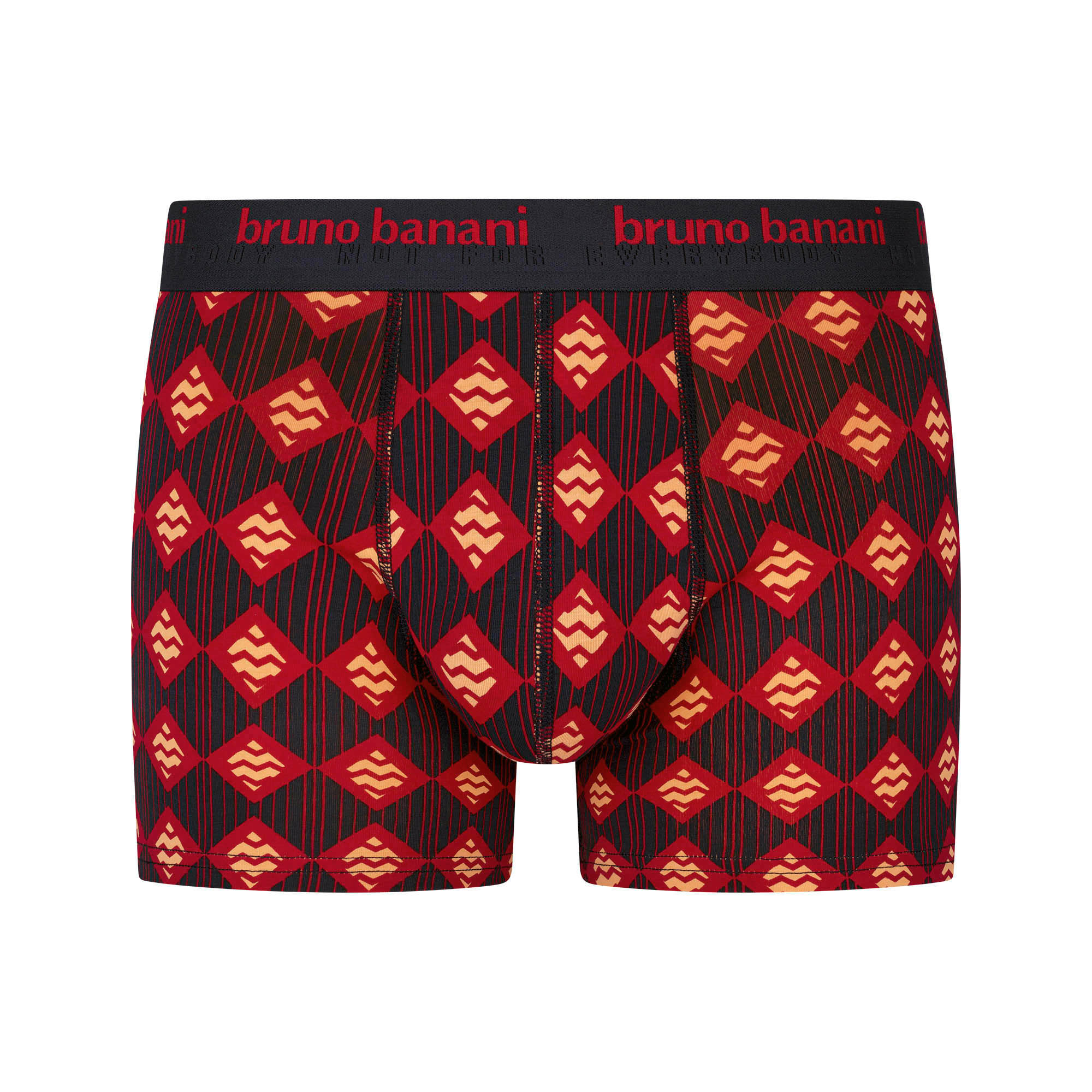 Herren-Boxershorts, Schwarz-Rot, Geometrisches Muster, Elastischer Bund