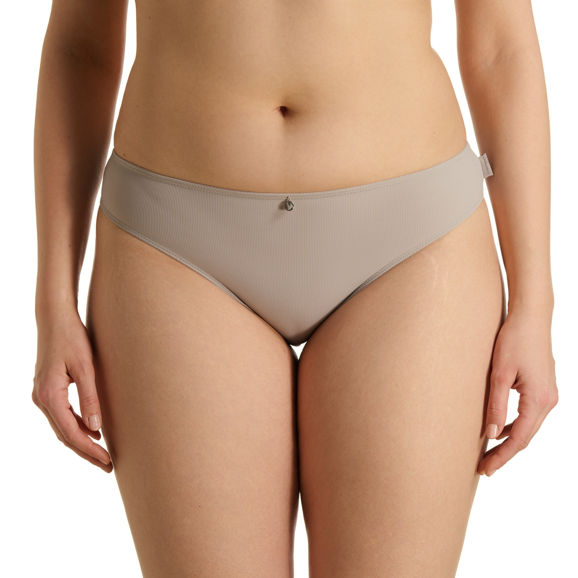 Höschen, Unterhose, Beige, Rippstruktur, Kleiner Logoanhänger