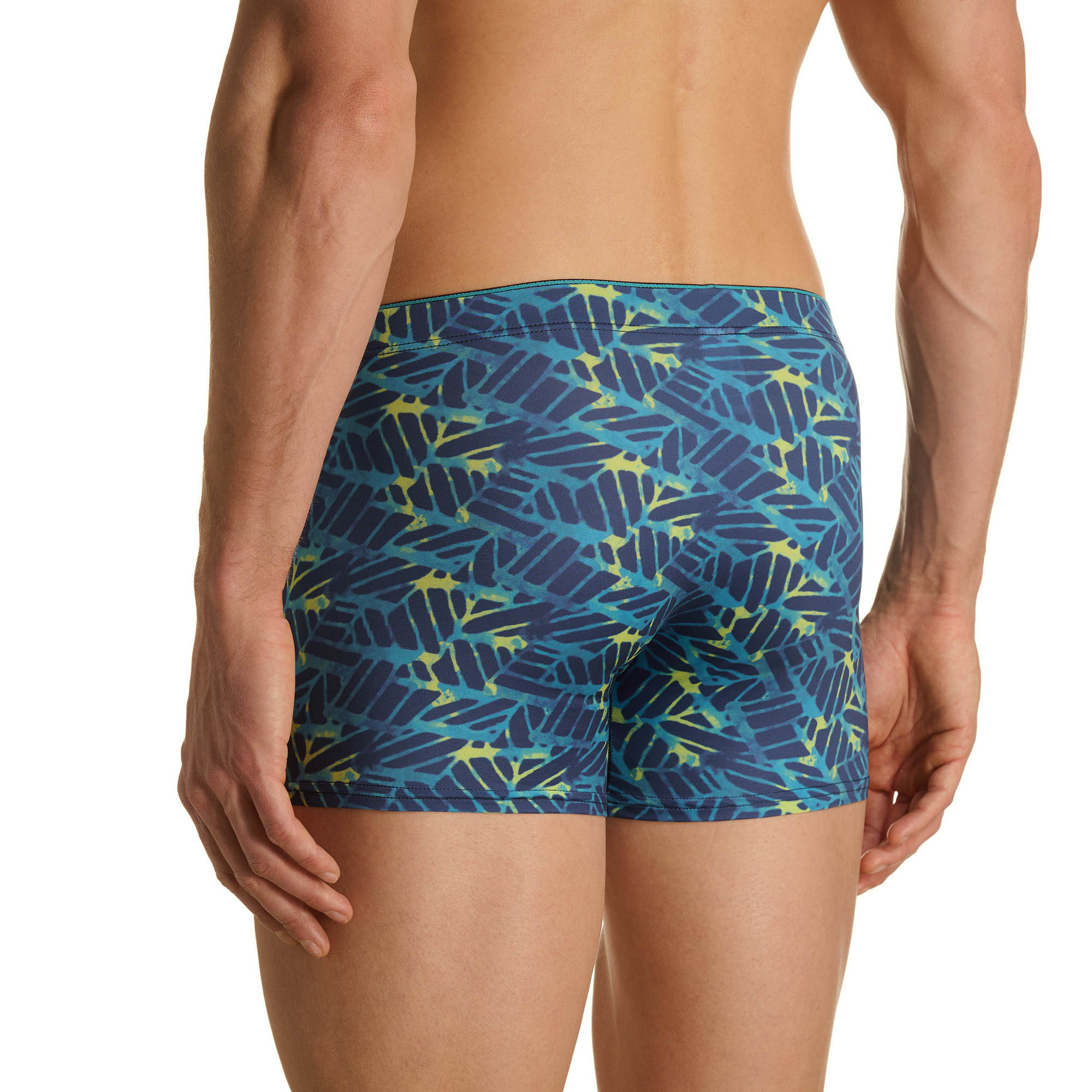 Herren-Boxershorts, Badehose, Mikrofaser, Blau-grünes Muster