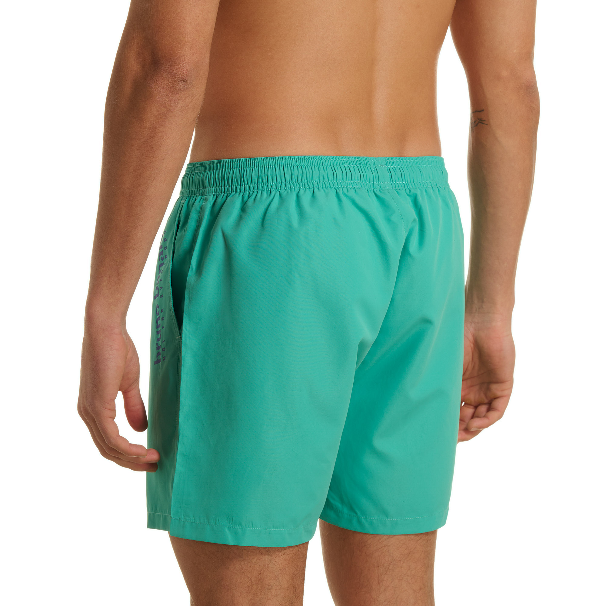 Schwimmshorts, Türkis, elastischer Bund, mittellang, Logo-Seite Tasche