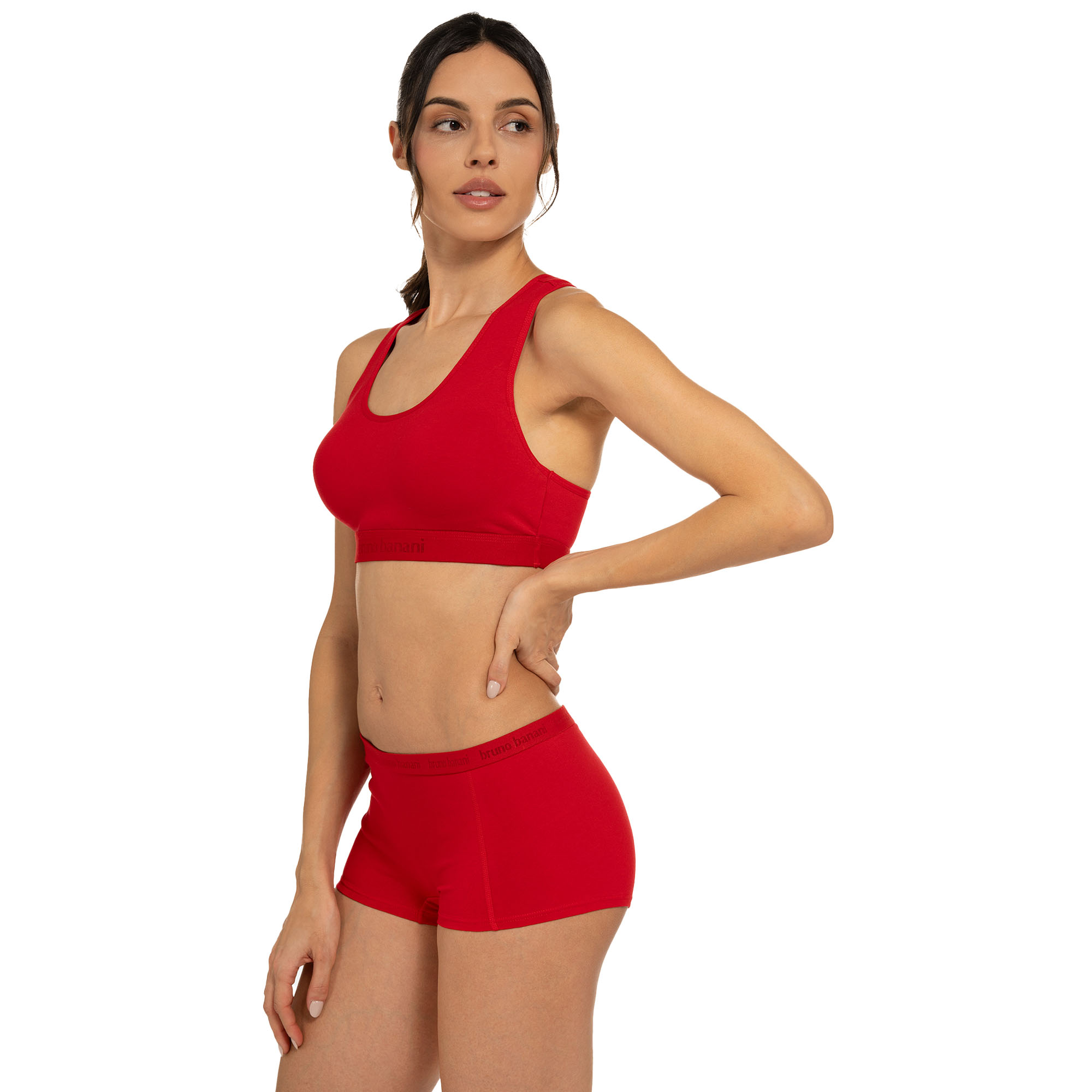 unterwäsche, sport-bh, rot, shorts, zweiteiliges set