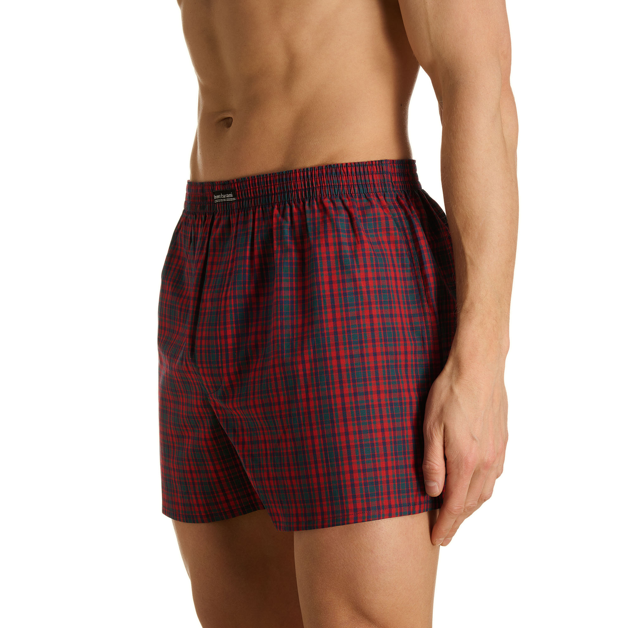 Boxerhosen, Karomuster, Rot und Navy, Elastischer Bund, Kurze Länge