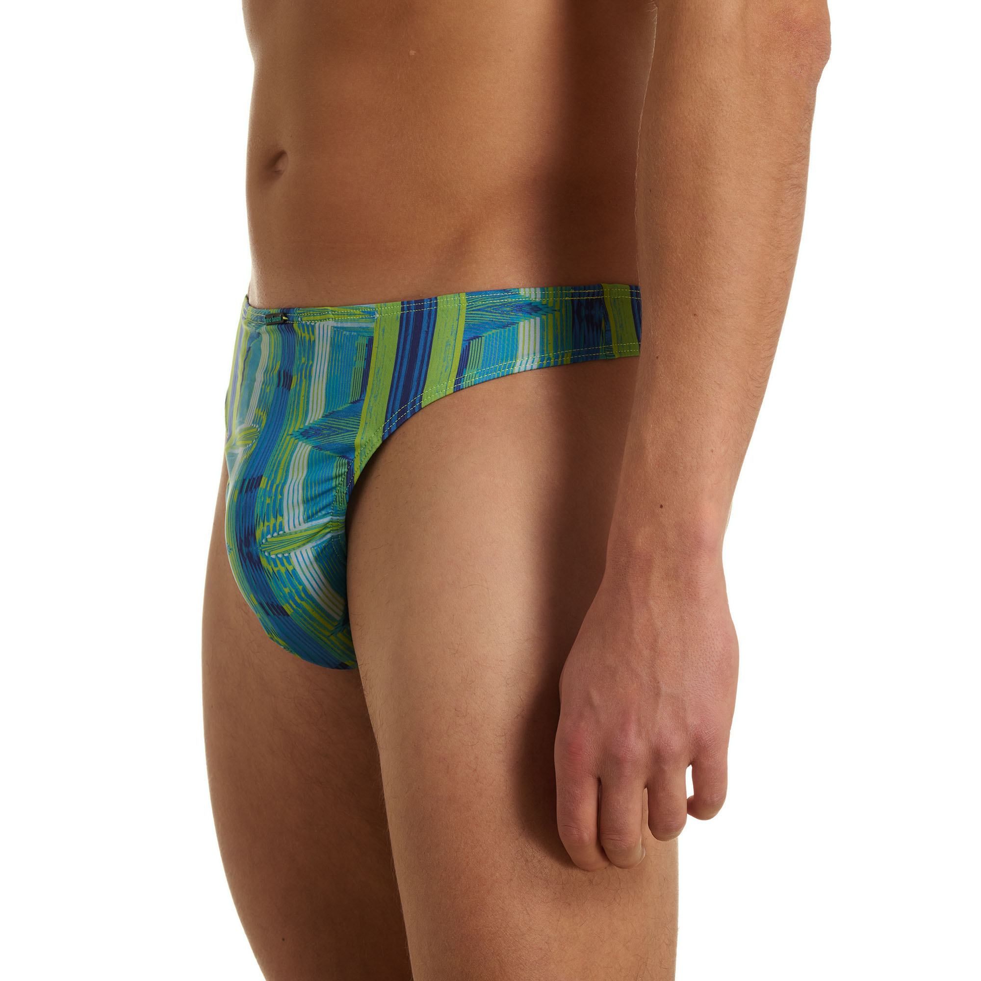 Männerbadehose, Badeshorts, Seitliche Ansicht, Stoffmuster, Regenbogenfarben