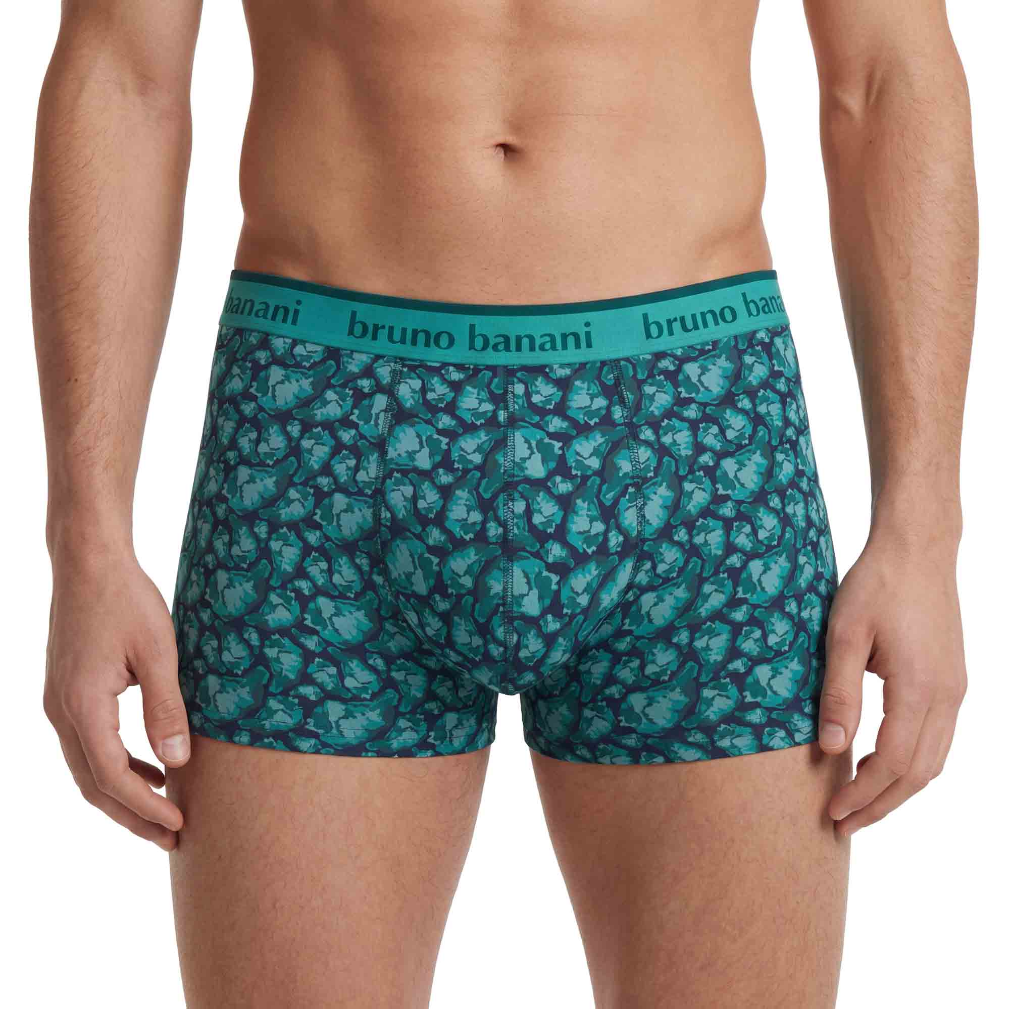 Herren-Boxershorts, Türkis, Muster, Elastischer Bund