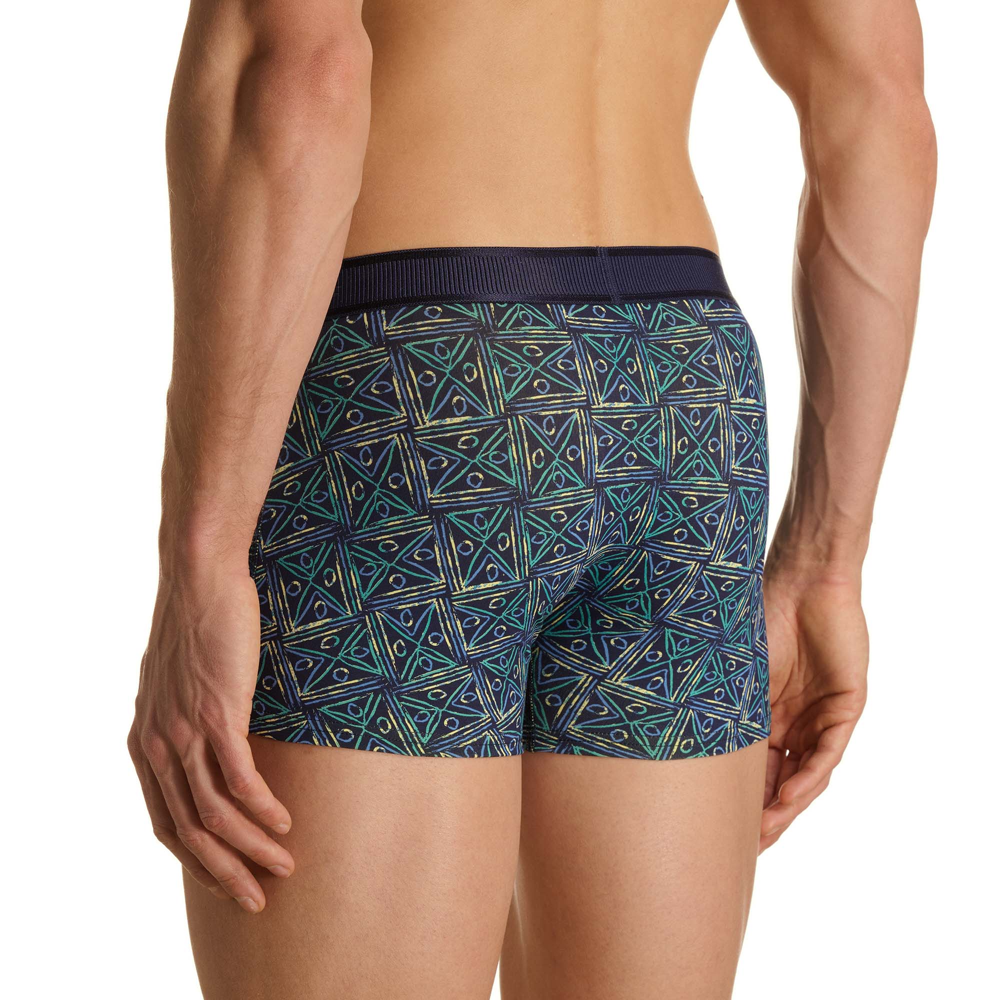 Boxershorts, geometrisches Muster, Herrenunterwäsche, geometrischer Druck, navy/blau