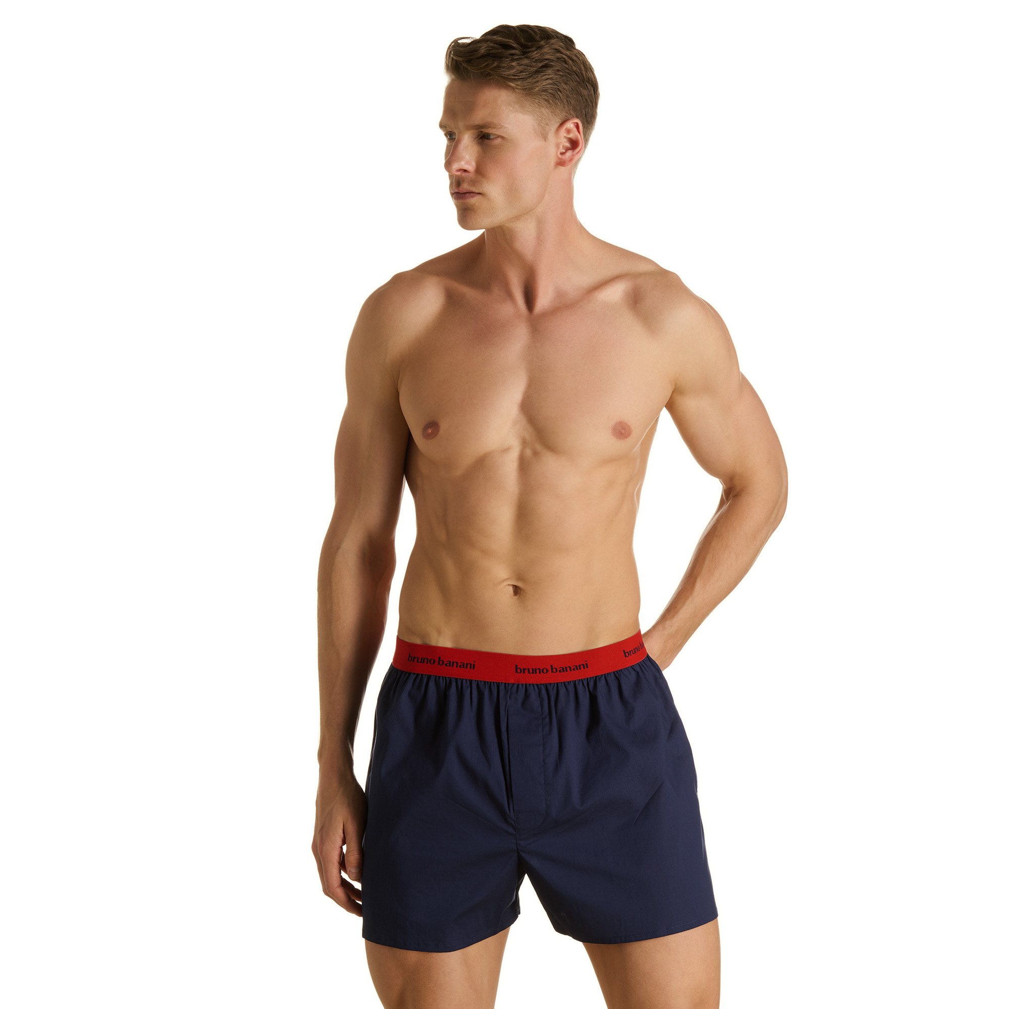 Boxershorts, marine Shorts, roter Bund, athletische Shorts, Herrenunterwäsche