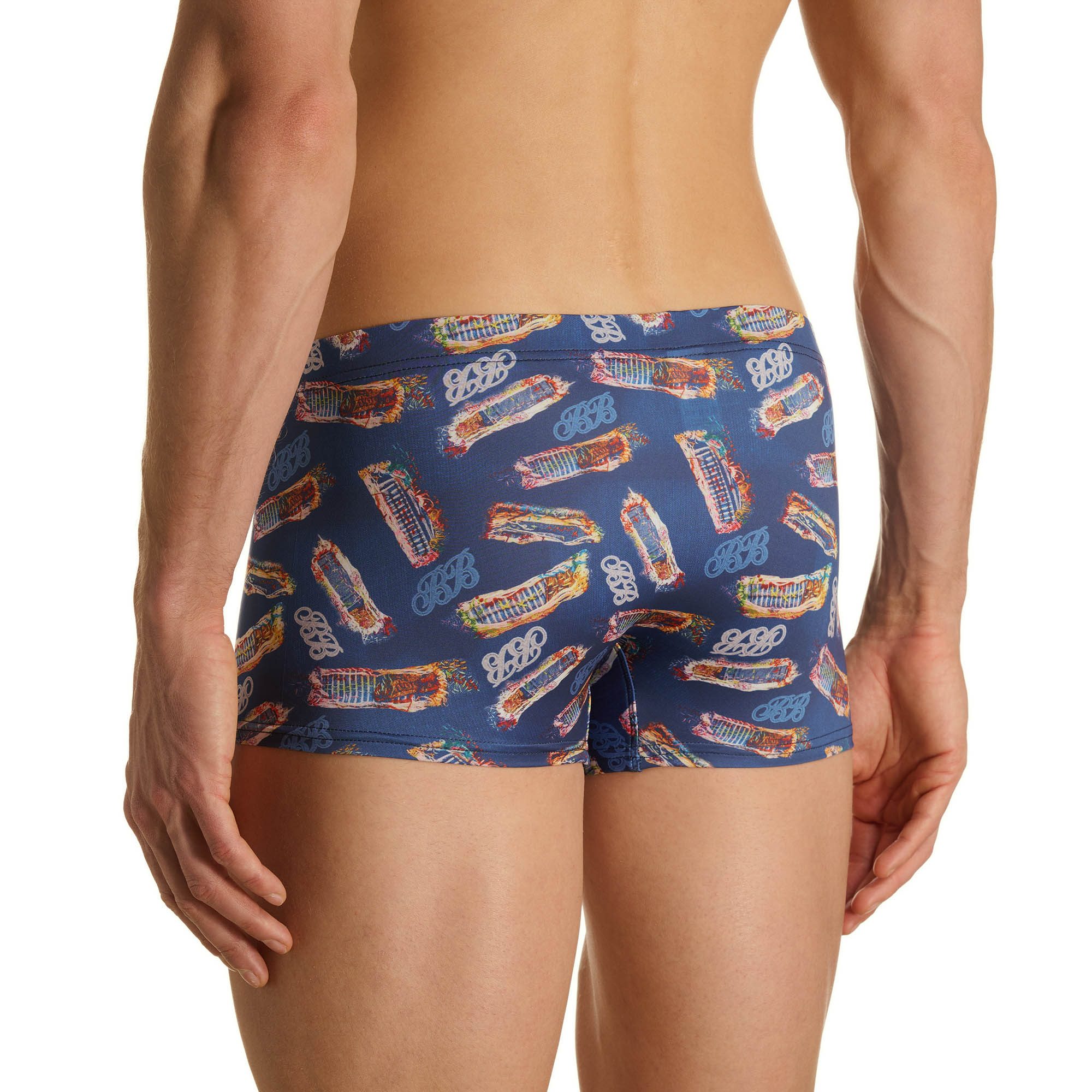 Unterhose, Boxer, Muster, Blau, Kurz