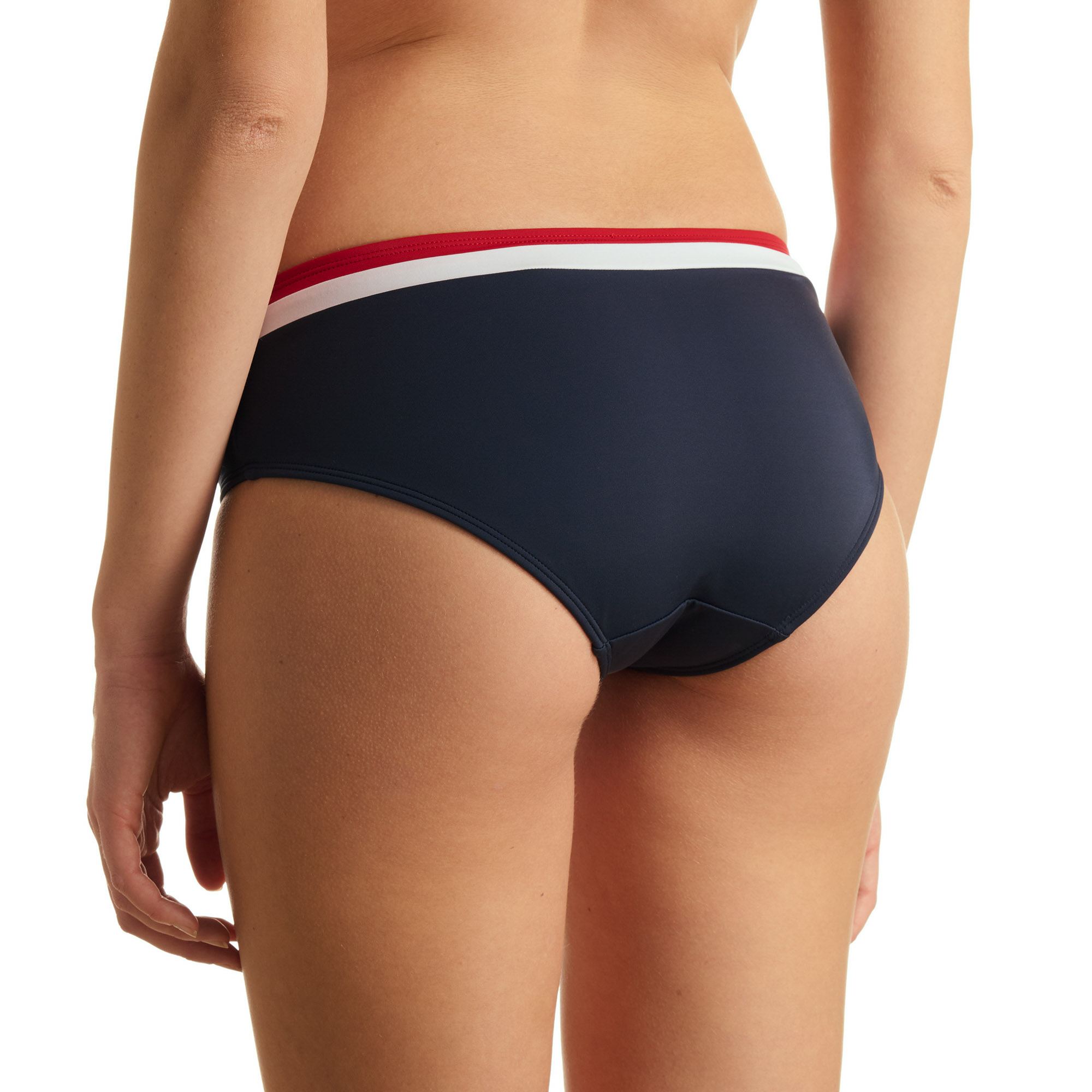 Höschen, Bikinihose, Navy, Roter Streifen, deckende Passform