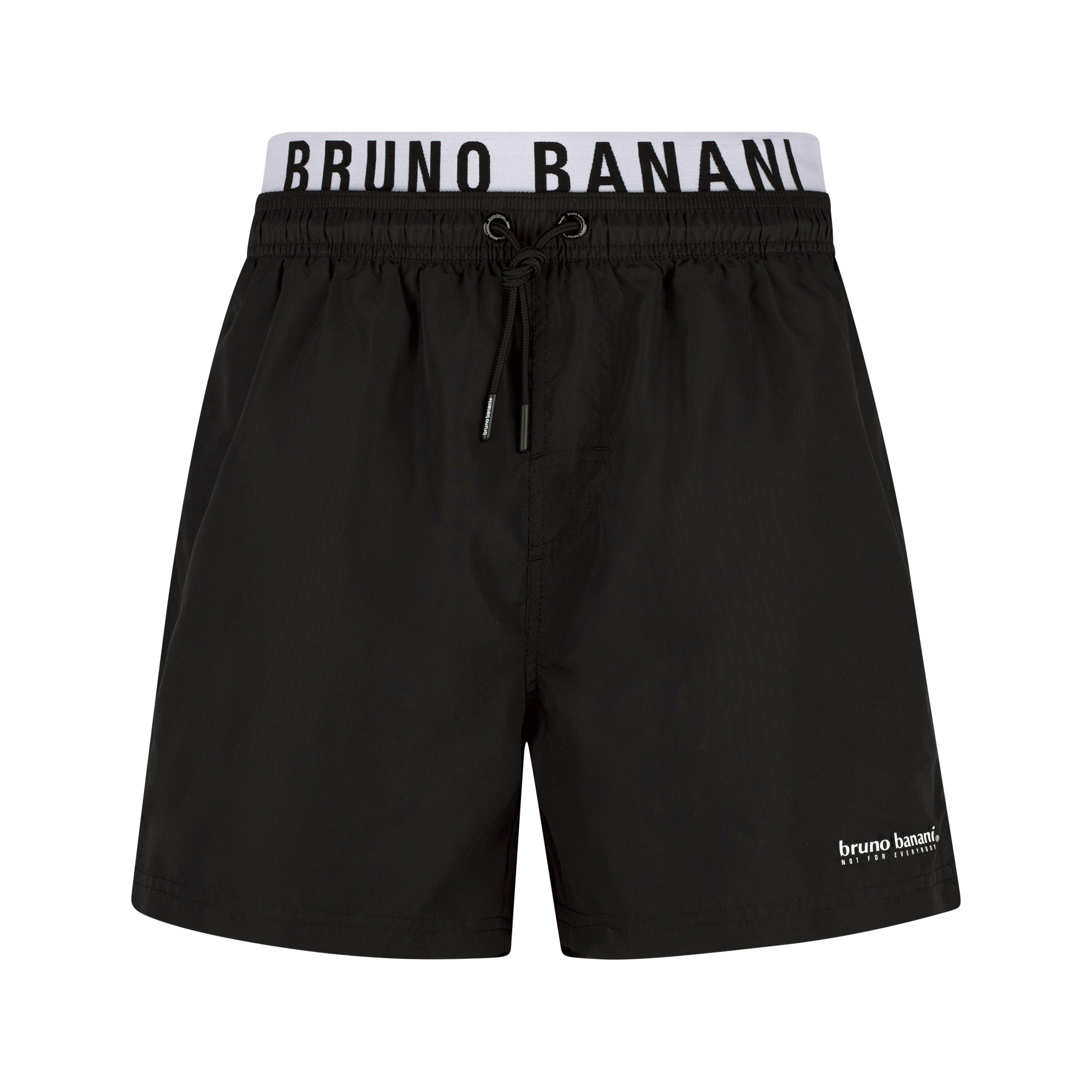 kurze hose, männer badehosen, schwarz, kordelzug, bruno banani logo