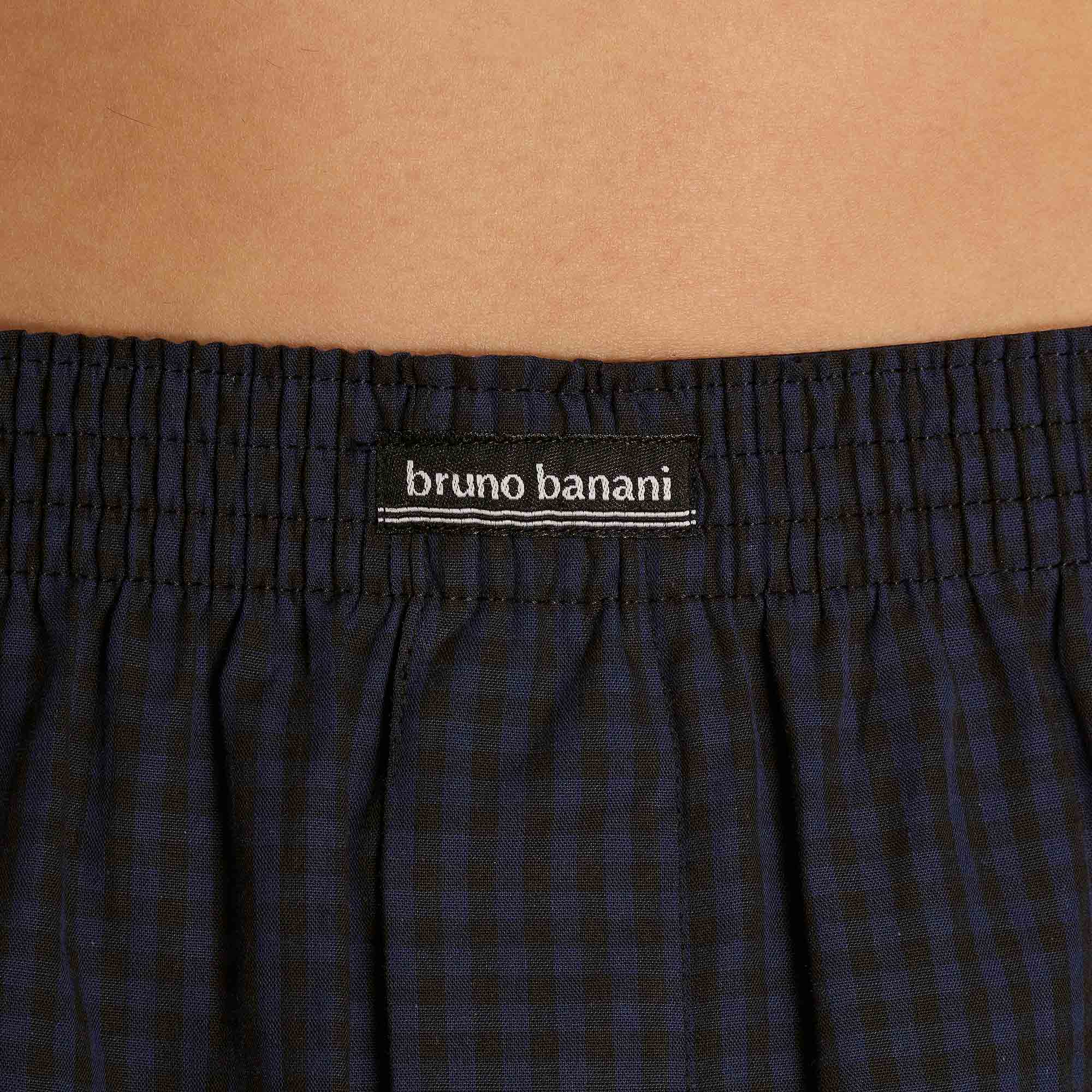 Name Etikett, Markenlabel, elastischer Bund, marineblau, karierter Muster