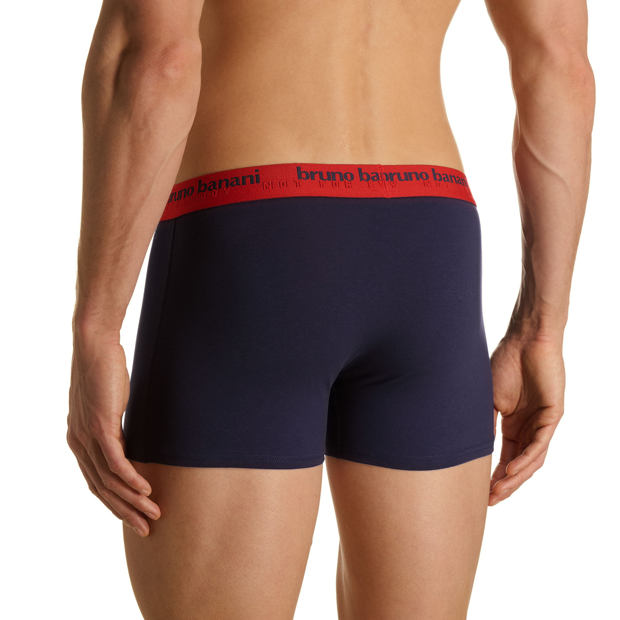 Herren-Boxershorts, Dunkelblau, Roter Bund, Elastischer Bund