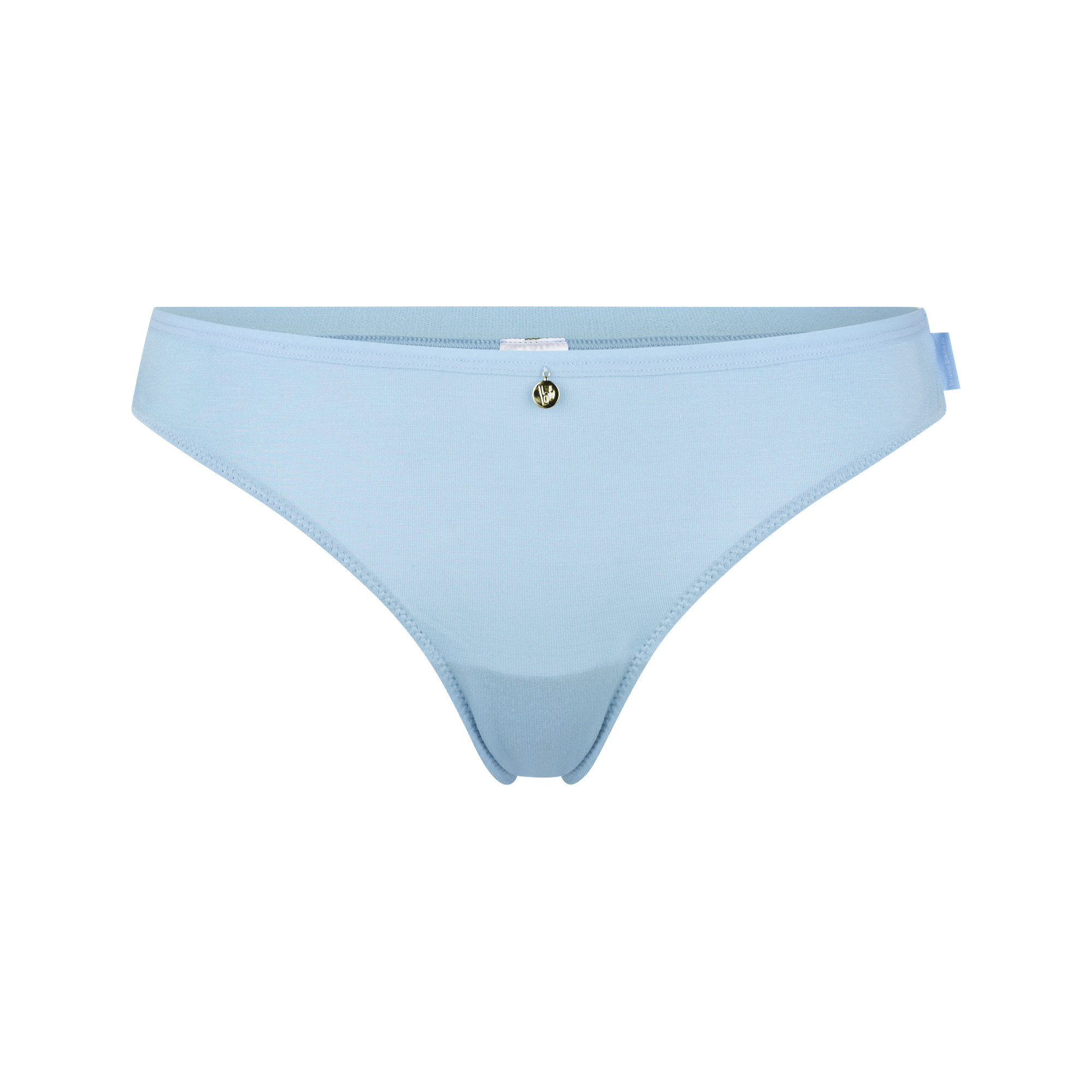 Bikini-String, Damenhöschen, Hellblau, Einfarbig, Gurtband-Detail