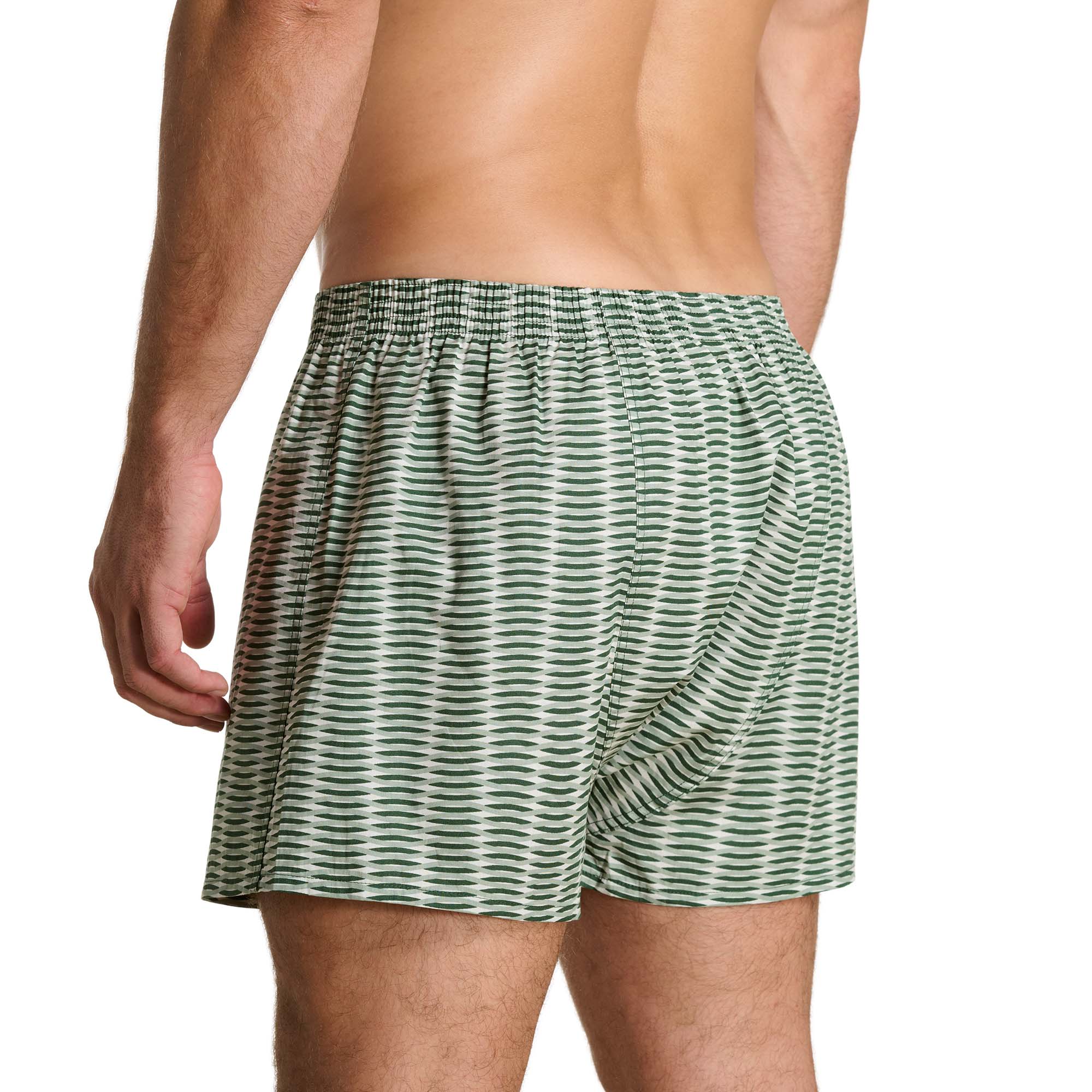 Kurzshort, Boxershorts, Grün, Muster, Elastischer Bund
