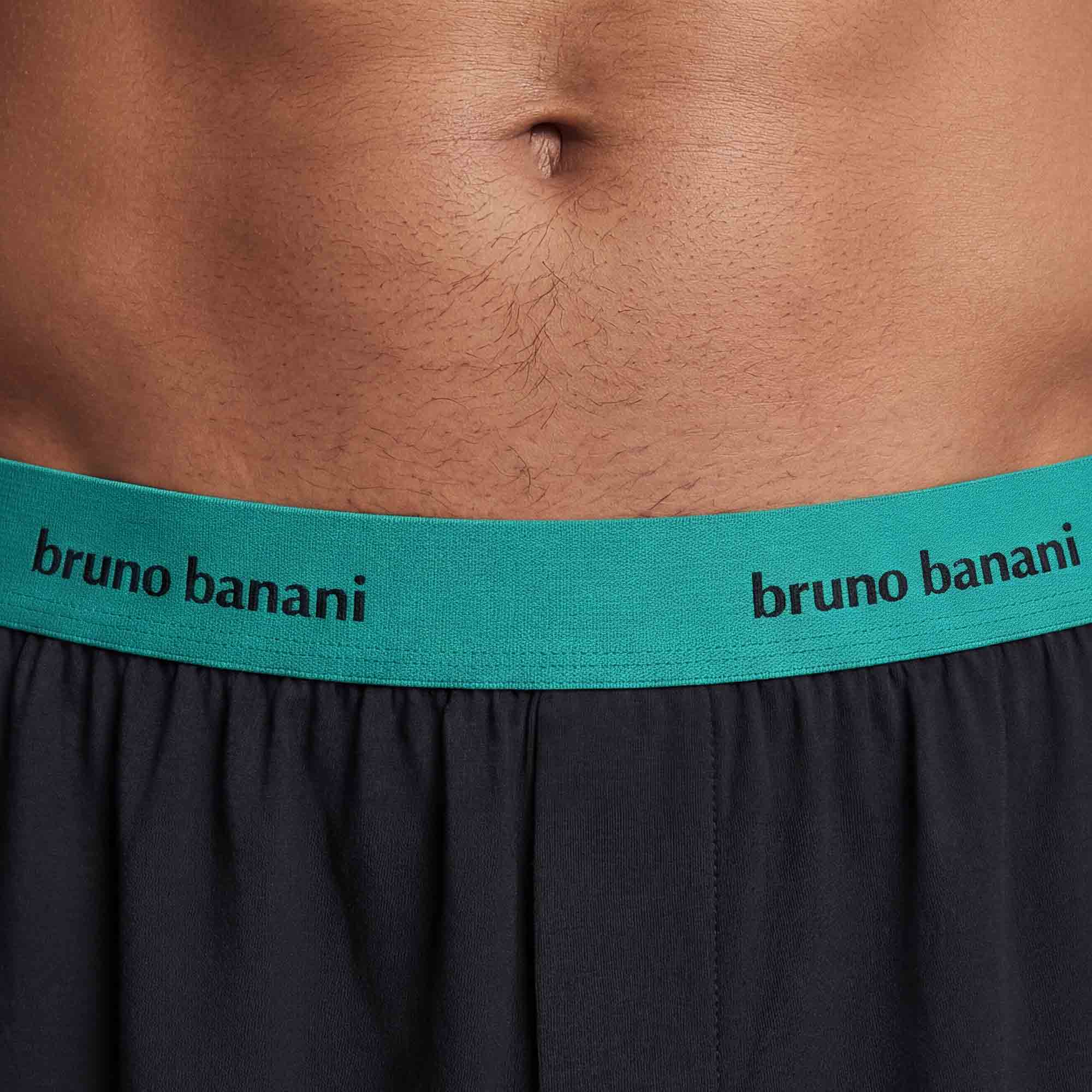 Herren-Boxershorts, Schwarz, Türkiser Bund, Elastischer Bund, Baumwollstoff