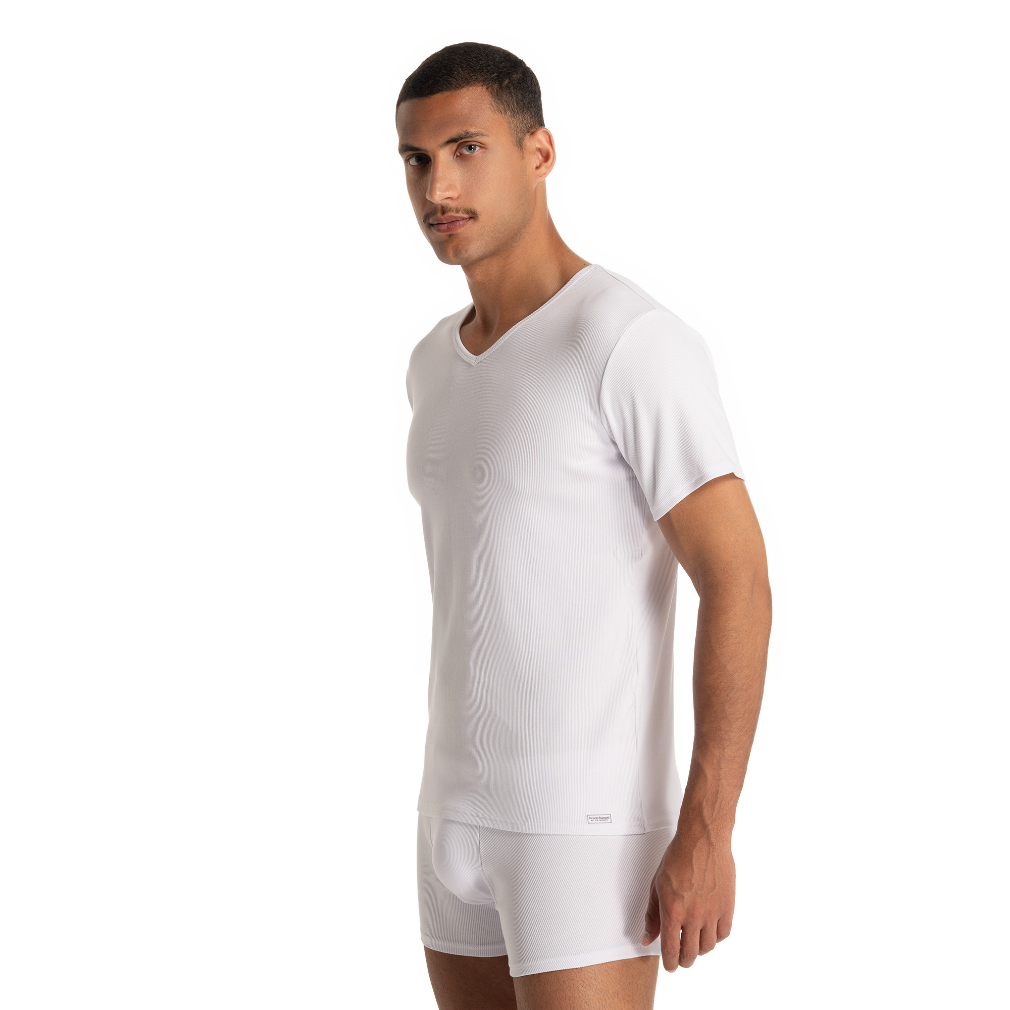 V-Shirt Fine Rib T-shirt, Unterhemd, Erwachsener, Mann, Person