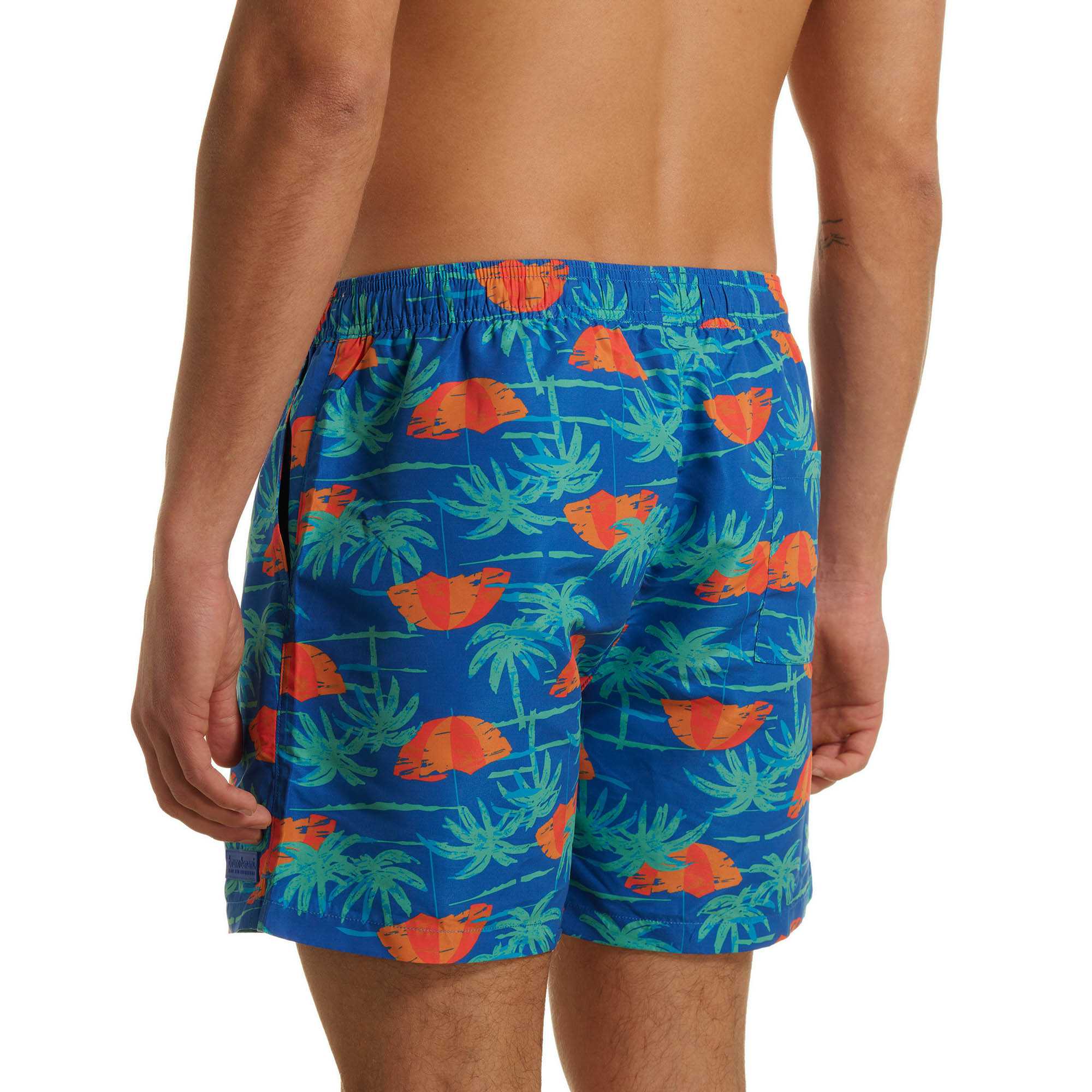 Badeshorts, Shorts, Palmengarten-Print, Blau, Sommer