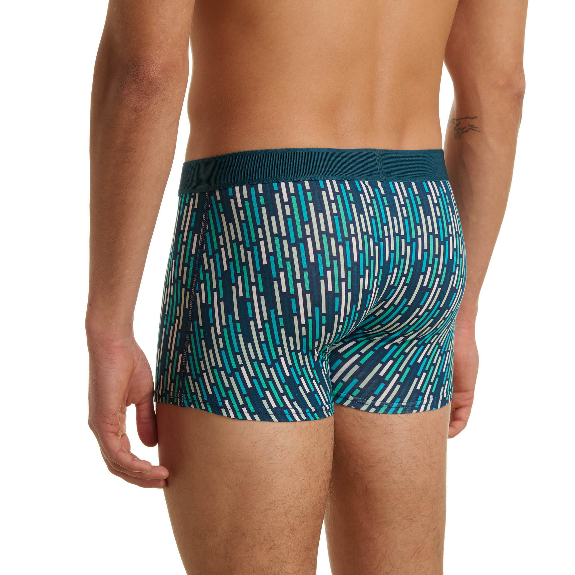 Boxer, gemustertes Muster, athletische Unterwäsche, Teal Bund, Shorts
