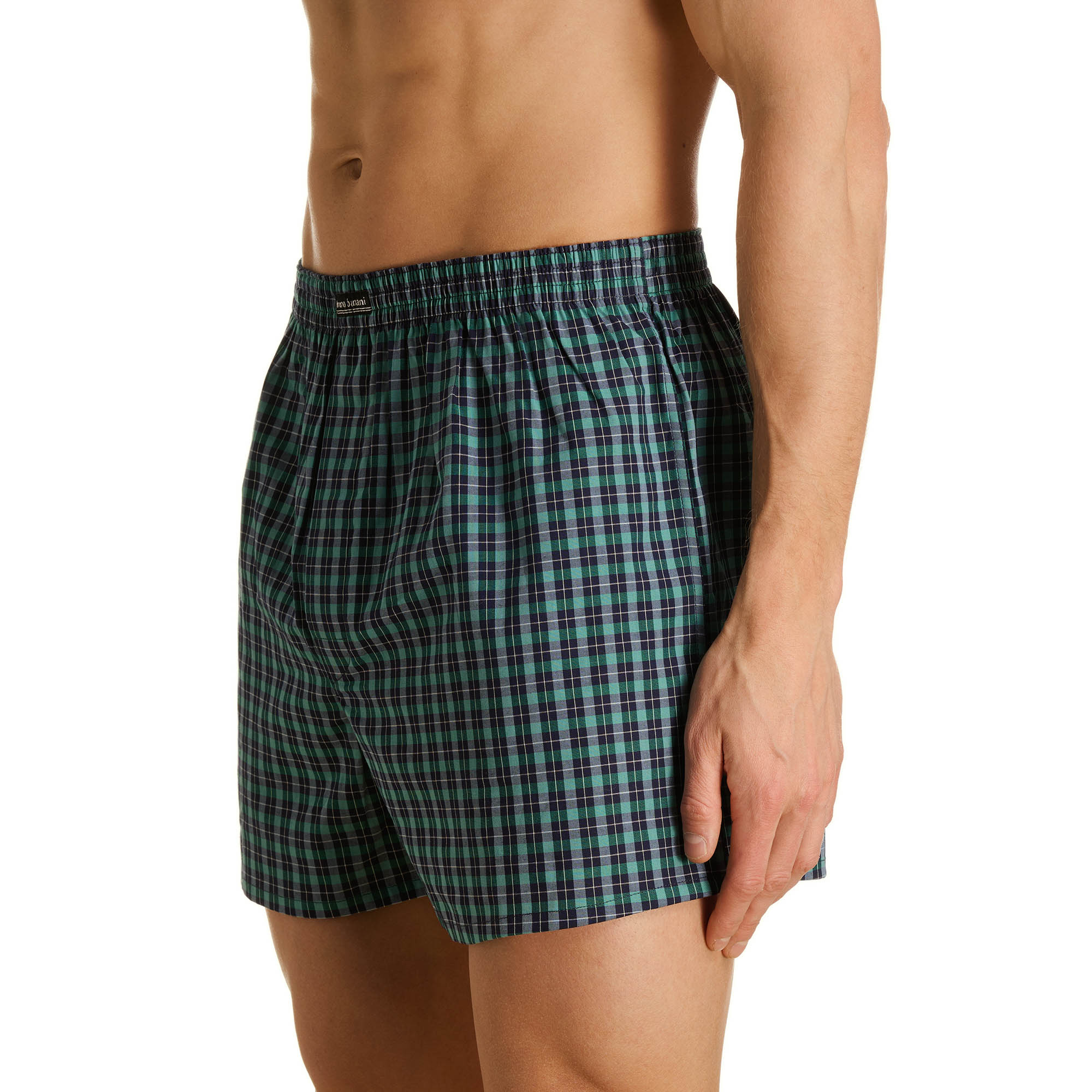 Boxershorts, Karomuster, Grünes Karomuster, Elastischer Bund, Herrenunterwäsche