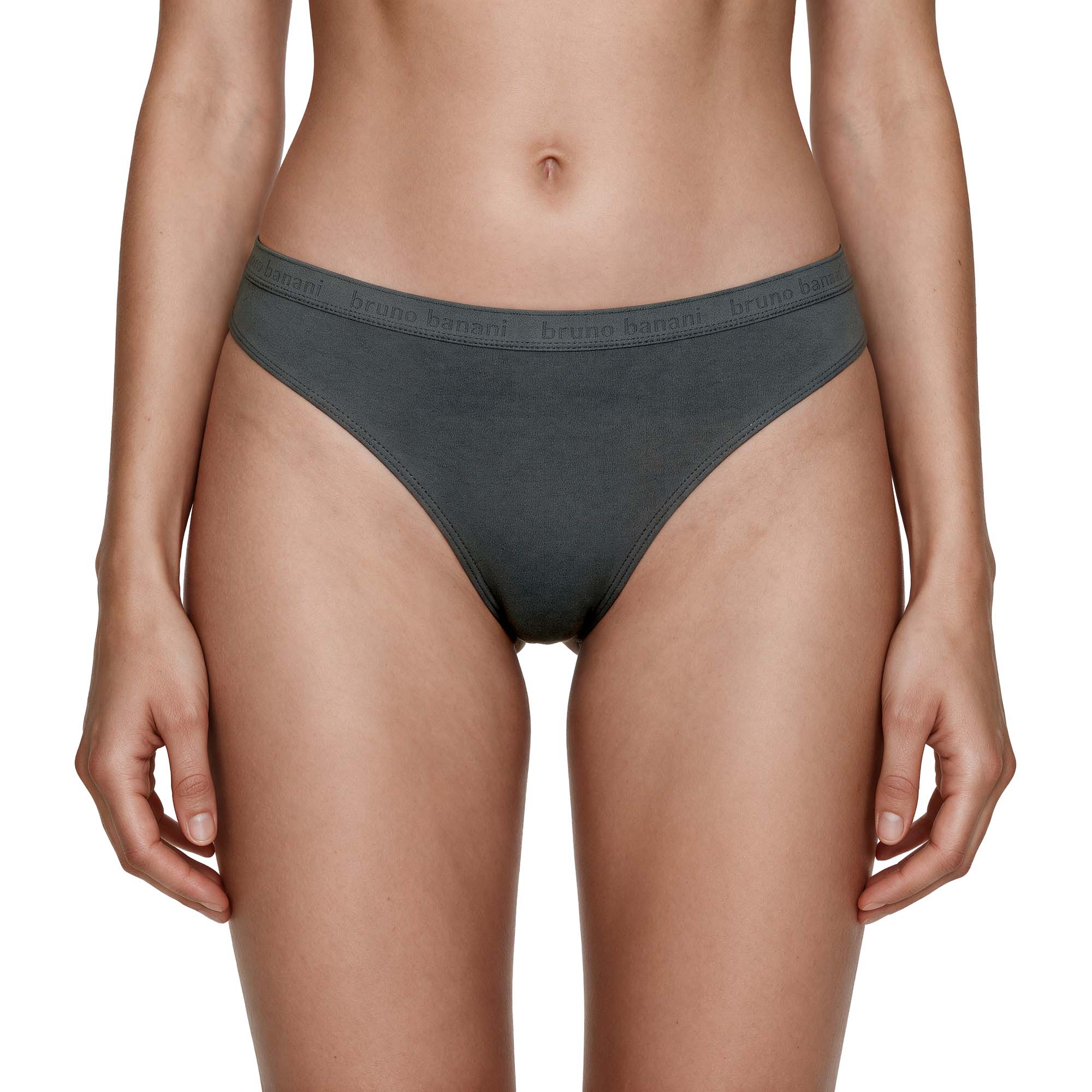 Damen-Slip, Dunkelgrau, Einfarbig, Elastischer Bund, Logobund