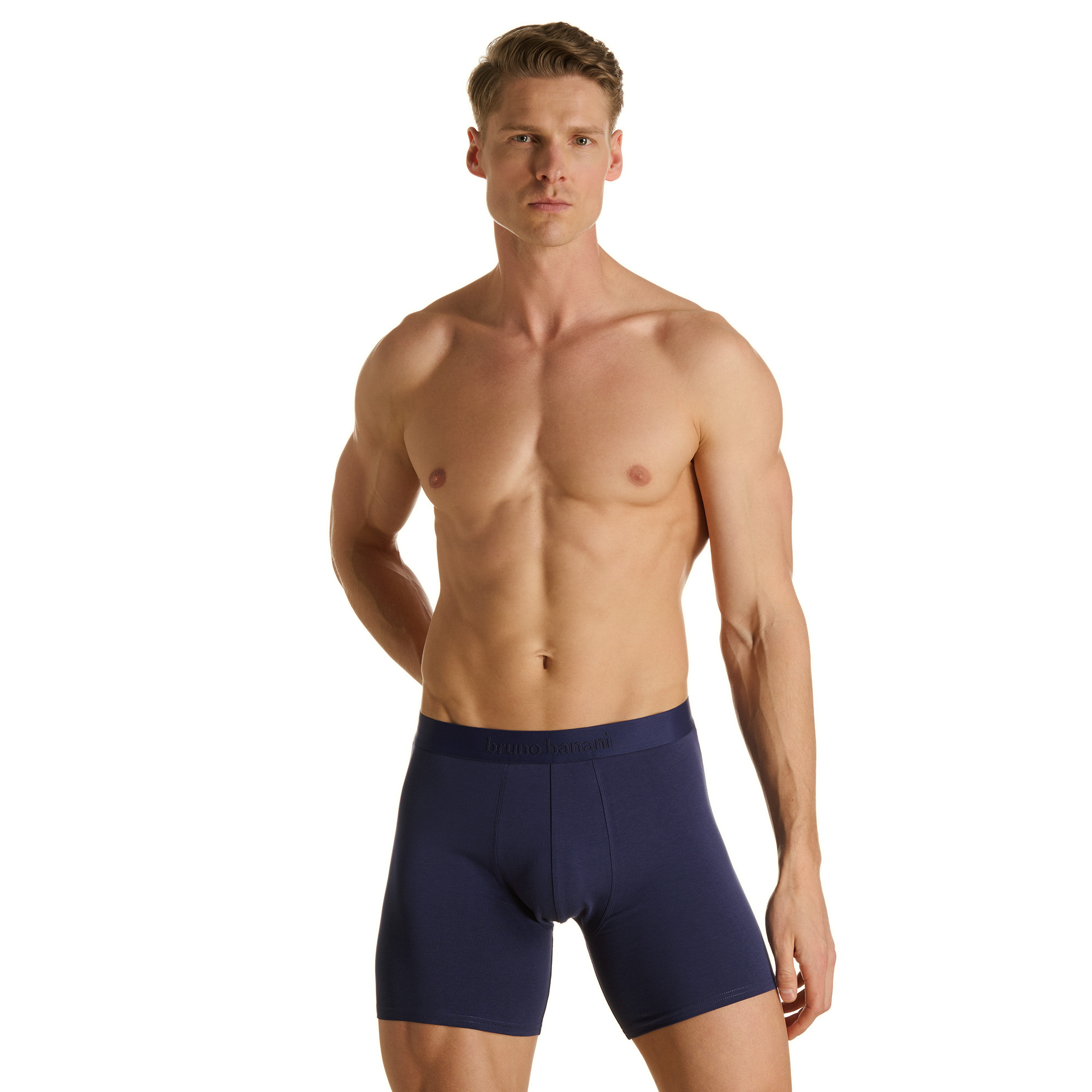 Boxershorts, marineblau, mittlere Oberschenkel, Männerunterwäsche, elastischer Bund