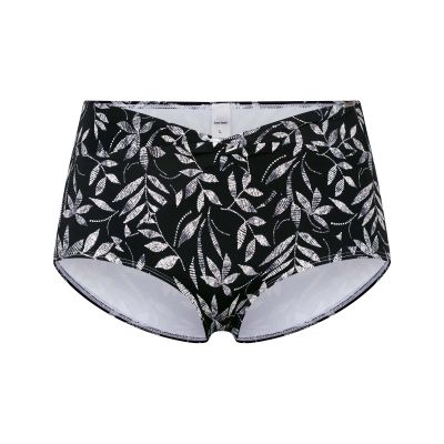Swimshorts, Shorts, Schwarz, Blättermuster, Gemustert