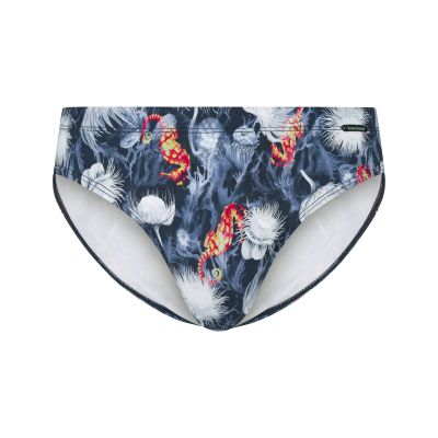 Bikini-Unterteil, Seepferdchen, Delfin-Print, Navy-Blau, Sommerschnitt