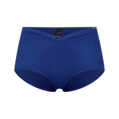 Bademode, Badehose, hohe Taille, Blau, Texturiertes Material