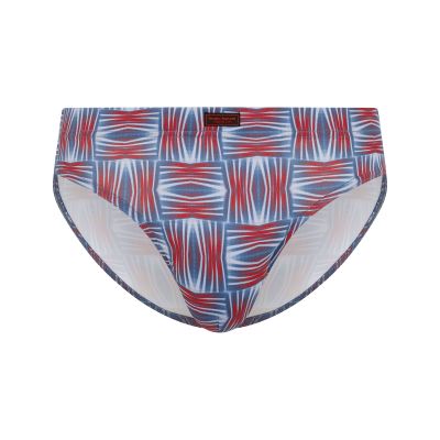 Schlaghose, Gemustert, Rot Blau, Geometrisch, Tief sitzend