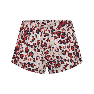 Shorts, Leopardensprint, Kordelzug, Weiß, Rot Navy