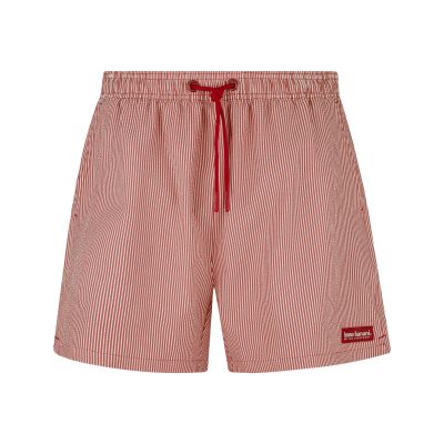 Badeshorts, Rote Streifen, Kordelzug, Elastischer Bund, Bruno Banani Logo