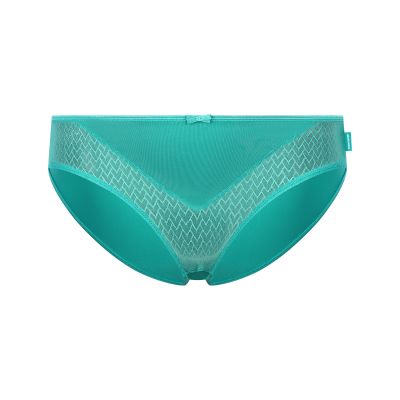 bikini-bottoms, badebekleidung, türkis, spitzeneinsatz, chevron-muster