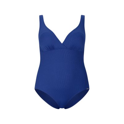 einteiliger, Badeanzug, blau, einfarbig, Körbchen-BH