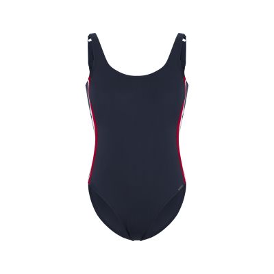 Badeanzug, Tankini, Navy, Roter Streifen, Einteiliger